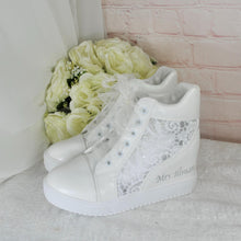 Load image into Gallery viewer, Personalised Wedge Heel Wedding Trainers
