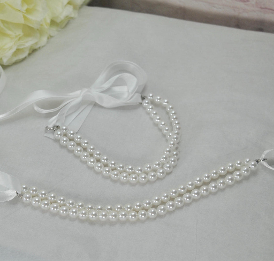 Double Pearl Ankle Straps, Wedding Shoes Accessories, Bridal Shoes Straps, Bridesmaids Accessories