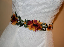 Load image into Gallery viewer, Floral Embroidered Bridal Belt: Autumn Flower Wedding Dress Sash
