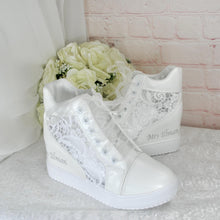 Load image into Gallery viewer, Personalised Wedge Heel Wedding Trainers
