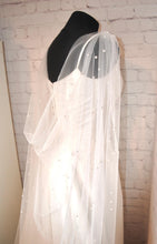Load image into Gallery viewer, Ivory 250cm Wedding Pearl Cape Veil,Soft Bridal Tulle Veil Alternative with Pearls
