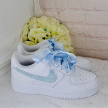 Load image into Gallery viewer, Something Blue Personalised AF1 Air Force 1 Trainers Genuine Sneakers for Bride or Groom, Customised Bridal Wedding Shoes
