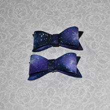 Load image into Gallery viewer, Galaxy Shoe Clips: Hand Painted Bows, Celestial Bridal Accessories
