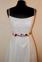 Load image into Gallery viewer, Floral Embroidered Bridal Belt: Orange Secret Garden Wedding Sash
