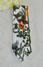 Load image into Gallery viewer, Embroidered Wildflower Mens Tie: Floral Wedding Necktie
