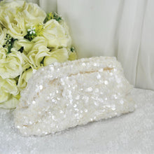 Load image into Gallery viewer, Sparkling Sequin Clutch Bag | Ivory Cream Bridal Handbag
