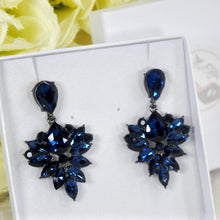 Load image into Gallery viewer, Statement Blue Rhinestone Earrings: Gothic Bridal Jewelry
