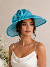 Load image into Gallery viewer, Handmade Blue Large Fascinator Hat - Mother of the Bride Wedding Guest Hatinator
