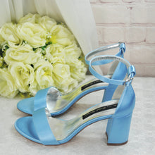 Load image into Gallery viewer, Bridal White Wedding Sandals: Block Heel Custom Colour Shoes for Bride, Bridesmaids

