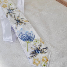 Load image into Gallery viewer, Personalised Embroidered Wildflower Satin Tie: Secret Garden Wedding Necktie
