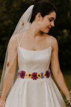 Load image into Gallery viewer, 3D Bright Floral Embroidered Headband: Flower Wedding Crown
