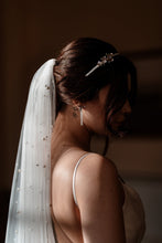 Load image into Gallery viewer, Ivory Wedding Pearl Veil – Hand Beaded Pearl Veil with Silver Comb | Up to Cathedral Length
