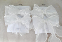 Load image into Gallery viewer, Pearl-Edged Organza Bridal Shoe Bow Clips – 4 Styles &amp; 13 Colours
