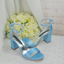 Load image into Gallery viewer, Bridal White Wedding Sandals: Block Heel Custom Colour Shoes for Bride, Bridesmaids
