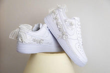Load image into Gallery viewer, Embroidered Bridal AF1 Air Force Sneakers: Custom Personalised Wedding Shoes
