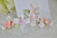 Load image into Gallery viewer, Porcelain Flower Bridal Hair Comb: Spring Colour Pearl Wedding Hair Accessory

