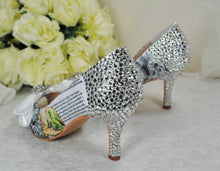 Load image into Gallery viewer, Alice in Wonderland Bridal Pumps: Handmade Decoupage Wedding Shoes
