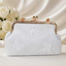 Load image into Gallery viewer, Luxury White Lace Embroidered Bag, 3D Butterfly Bridal Clutch with Detachable Chain
