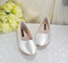 Load image into Gallery viewer, Teal Satin Ballet Flats: Custom Colour Round Toe Bridal Wedding Shoes
