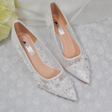 Load image into Gallery viewer, Low Heel Lace Bridal Pumps with Floral Beading - UK7 - Ready to Dispatch
