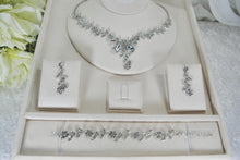 Load image into Gallery viewer, Floral Cubic Zirconia Bridal Jewellery Set – Necklace, Earrings &amp; Bracelet
