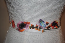Load image into Gallery viewer, Floral Embroidered Bridal Belt: Orange Secret Garden Wedding Sash

