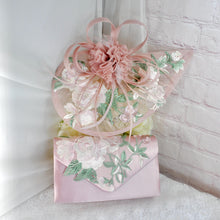 Load image into Gallery viewer, Pink Satin Bridal Set: Embroidered Heels, Clutch, Fascinator
