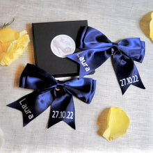 Load image into Gallery viewer, Rainbow Satin Bow Shoe Clips: Custom Bridal Wedding Accessory
