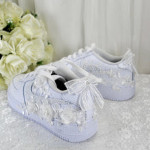 Load image into Gallery viewer, Floral Embroidered Bridal Air Force 1 Trainers
