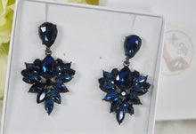 Load image into Gallery viewer, Statement Blue Rhinestone Earrings: Gothic Bridal Jewelry
