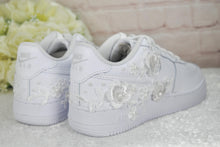 Load image into Gallery viewer, Personalised Nike Air Force 1 Trainers for Bride or Groom, Customised Bridal Sneakers, Alternative Wedding Shoes
