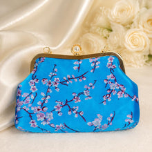 Load image into Gallery viewer, Black Cherry Blossom Floral Bridal Clutch: Embroidered Bag, Detachable Chain
