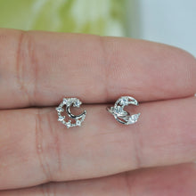 Load image into Gallery viewer, Celestial Moon Stud Earrings: Bridal Jewelry, Bridal Stud Earrings, Crystal Bridal Earrings, Statement Earrings Cz
