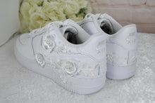 Load image into Gallery viewer, Personalised Nike Air Force 1 Trainers for Bride or Groom, Customised Bridal Sneakers, Alternative Wedding Shoes
