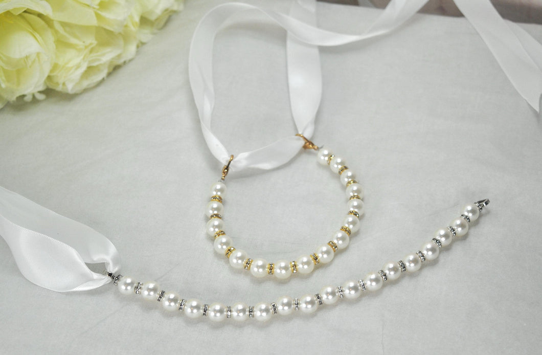 Pearl and Rhinestone Ankle Straps, Wedding Shoes Accessories, Bridal Shoes Straps, Bridesmaids Accessories