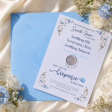 Load image into Gallery viewer, Personalised Lucky Sixpence for Bride – Wedding Day Keepsake Card
