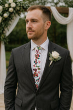 Load image into Gallery viewer, Embroidered Wildflower Mens Tie: Floral Wedding Necktie
