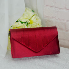 Load image into Gallery viewer, Burgundy Fascinator and Clutch Bag Set: Handmade Satin Wedding Accessory
