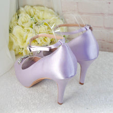 Load image into Gallery viewer, Bridal Satin Shoes – Lilac Peep Toe Platform Heels with Cushioned Insoles UK8/US10.5
