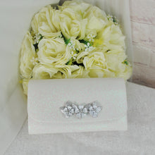 Load image into Gallery viewer, Ivory Shimmer Clutch: Cherry Blossom Bridal Wedding Purse
