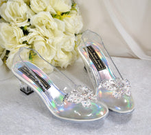 Load image into Gallery viewer, Cinderella Wedding Shoes: Crystal Glass Slippers, Transparent Block Heels
