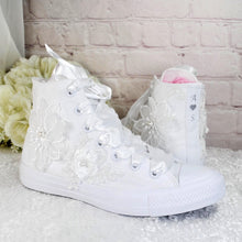 Load image into Gallery viewer, Embroidered Wedding Converse: High Top Bridal Shoes
