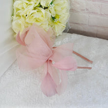 Load image into Gallery viewer, Blush Pink Satin Fascinator and Clutch Bag Set: Handmade Wedding Outfit

