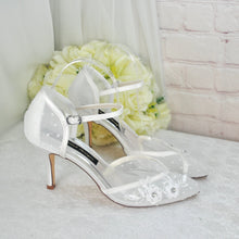 Load image into Gallery viewer, Ivory Satin Bridal Sandals – Handmade Custom Bridal Shoes With Ankle Strap UK5/US7.5
