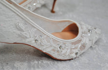 Load image into Gallery viewer, Low Heel Lace Bridal Pumps with Floral Beading - UK7 - Ready to Dispatch

