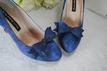 Load image into Gallery viewer, Galaxy Shoe Clips: Hand Painted Bows, Celestial Bridal Accessories

