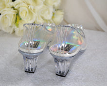 Load image into Gallery viewer, Cinderella Wedding Shoes: Crystal Glass Slippers, Transparent Block Heels
