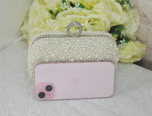 Load image into Gallery viewer, Ivory Bag with Silver Hardware Pearl Clutch Bag - IN STOCK
