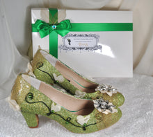 Load image into Gallery viewer, Princess Tiana Inspired Green Block Heel Shoes: Costume Shoe

