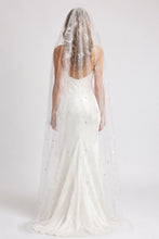 Load image into Gallery viewer, Celestial Wedding Veil or Bridal Cape – White Tulle with Silver Moons &amp; Stars
